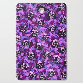 Floral Tropical Jungle Vintage Gothic Skulls Pattern Pink Cutting Board