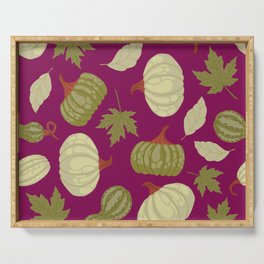 Green Pumpkin Texture. Colorful Seamless Pattern Serving Tray