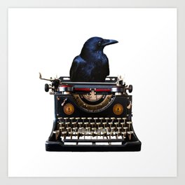 Journalist - Author - Typewriter Black Raven Art Print | Author, Antik, Collage, Write, Illustration, Writer, Artwork, Fantasy, Childrendesign, Black 