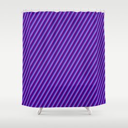 [ Thumbnail: Royal Blue, Orchid, and Indigo Colored Striped/Lined Pattern Shower Curtain ]