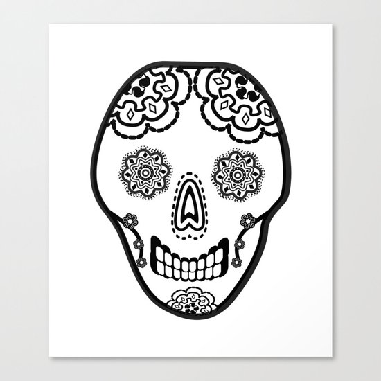 Black and White Sugar Skull (Calavera) Canvas Print