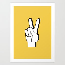 Peace Sign yellow Art Print