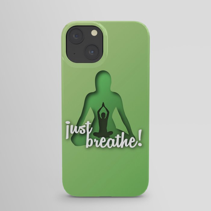 Yoga and meditation quotes paper cut out effect green iPhone Case
