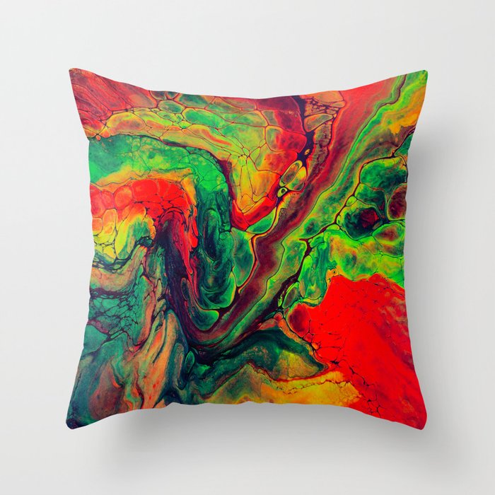 Abstract Fluorescent Painting Throw Pillow