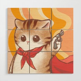 Cat : I am an adorable but deadly hero Wood Wall Art