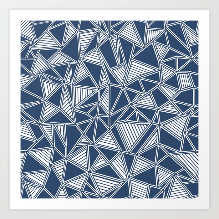 Abstract Outline Lines Navy Art Print