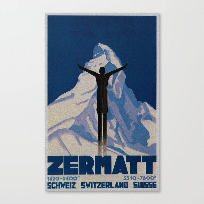 Vintage Zermatt Switzerland Travel Canvas Print