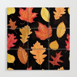 Autumn Leaves - black Wood Wall Art