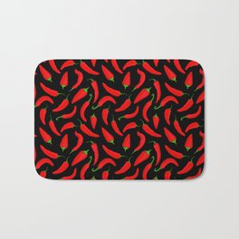 Red Chilli Peppers Pattern Bath Mat | Mexican, Hot, Chilli Peppers, Fun, Bright, Bridgetsbeachhouse, Graphicdesign, Pepper, Vegetable, Kitchen 