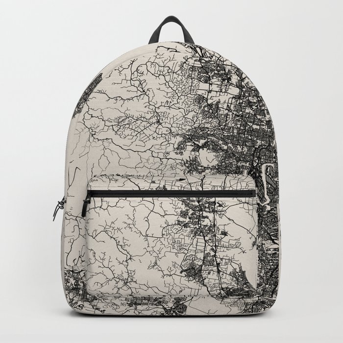 Brisbane, Australia - Authentic Map Illustration - Black & White Backpack