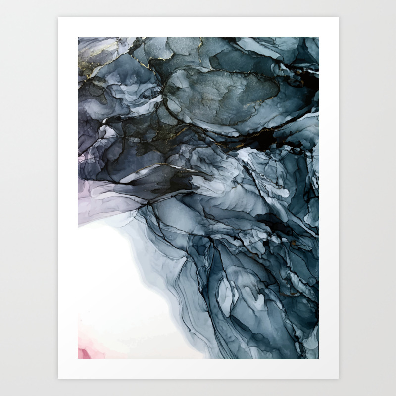 Dark Payne S Grey Flowing Abstract Painting Art Print By Elizabethschulz Society6
