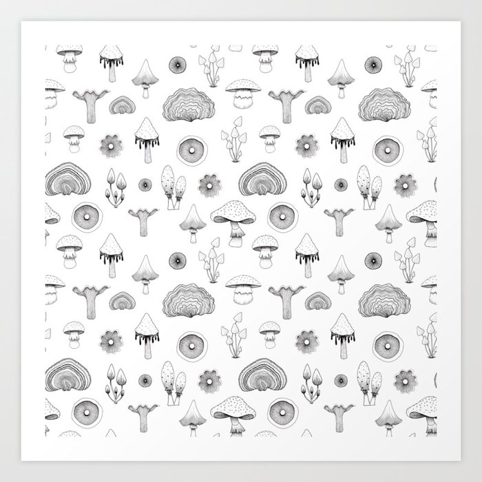 Mycological Mushroom Magic - smaller print Art Print