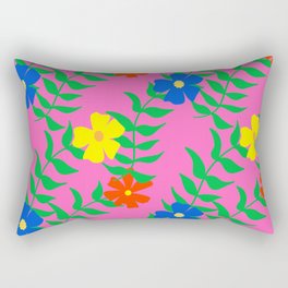 Bright 80’s Summer Flowers On Hot Pink Rectangular Pillow
