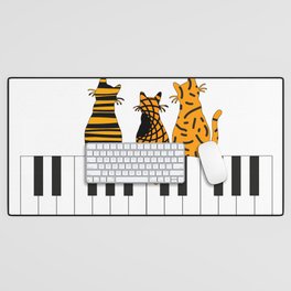 Three Color pattern Cats on Piano Music  Desk Mat