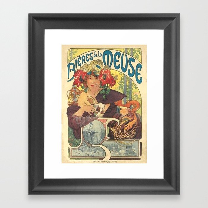 Alfons Mucha Art Nouveau Beer Ad Framed Art Print