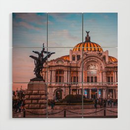 Mexico Photography - Beautiful Palace By The Pink Sunset Wood Wall Art