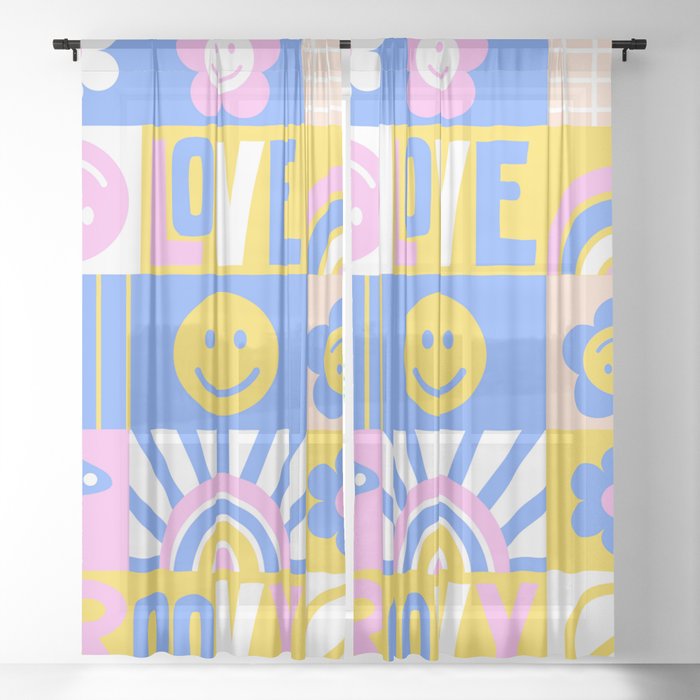 Funky Collage Sheer Curtain
