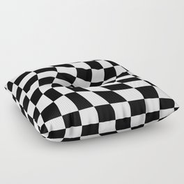 Large Checkerboard - Black & White - Swirl Floor Pillow