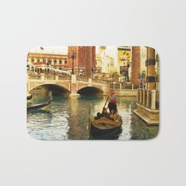 Gondola ride at Venetian, Las Vegas - Digital Painting Bath Mat | Lasvegas, Water, Atwork, Gondola, Photo, Gondolaride, Boats, Bridge, Reflections, Boat 