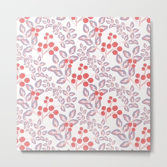 Delicate sprigs, red - orange flowers. Metal Print