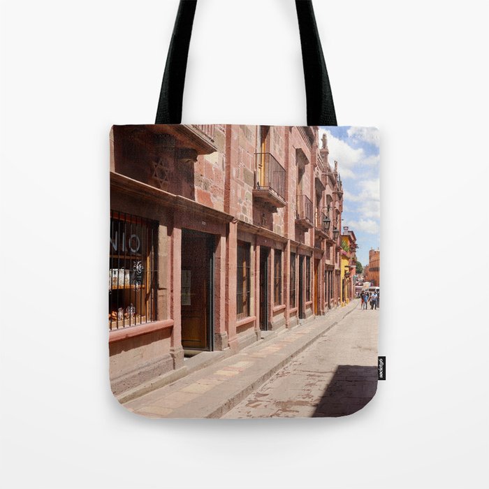 Mexico Photography - Mexican Street Filled With Stores Tote Bag
