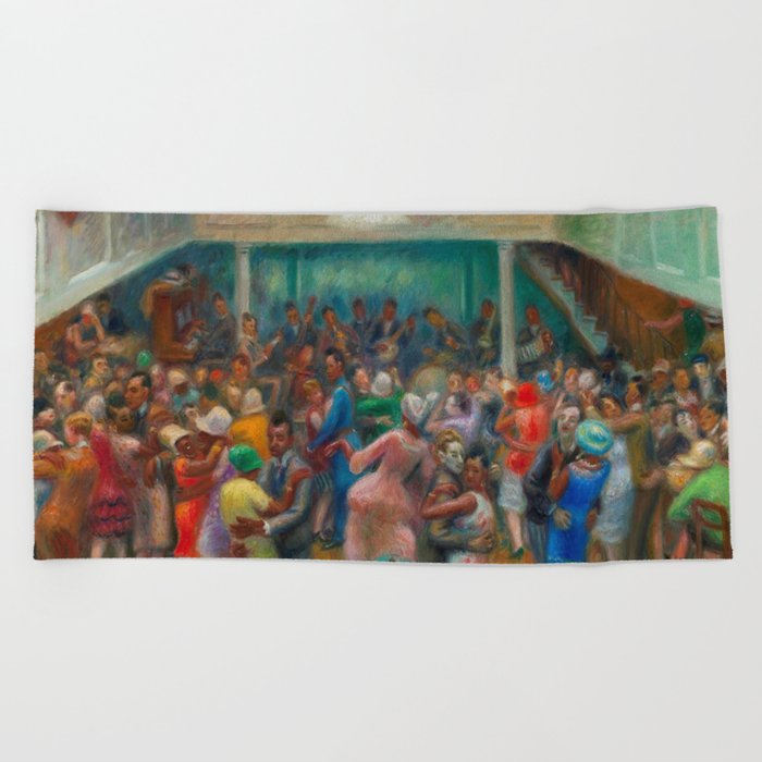 African American Masterpiece Bal Martinique Harlem Dance Hall Friday Evening Party portait painting by William Glackens Beach Towel