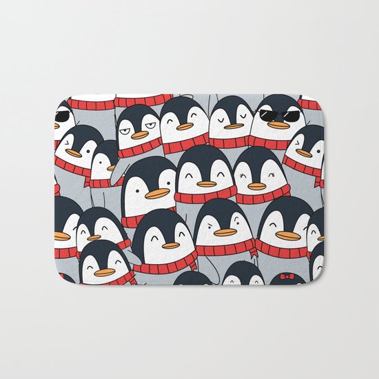 Merry Christmas Penguins! Bath Mat