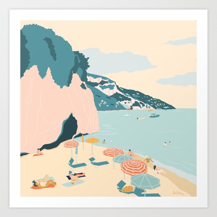 Positano Beach, Italy Art Print