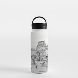 Iconic building,The Louvre in Paris in France | Architecture | black and white travel photography  Water Bottle