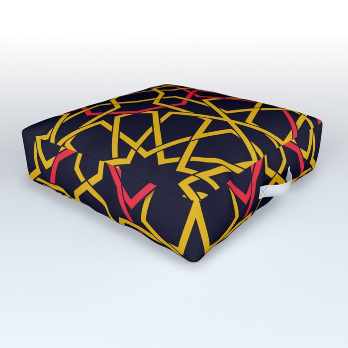 Red & Yellow Color Arab Square Pattern Outdoor Floor Cushion