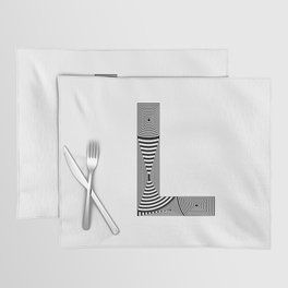 capital letter L in black and white, with lines creating volume effect Placemat