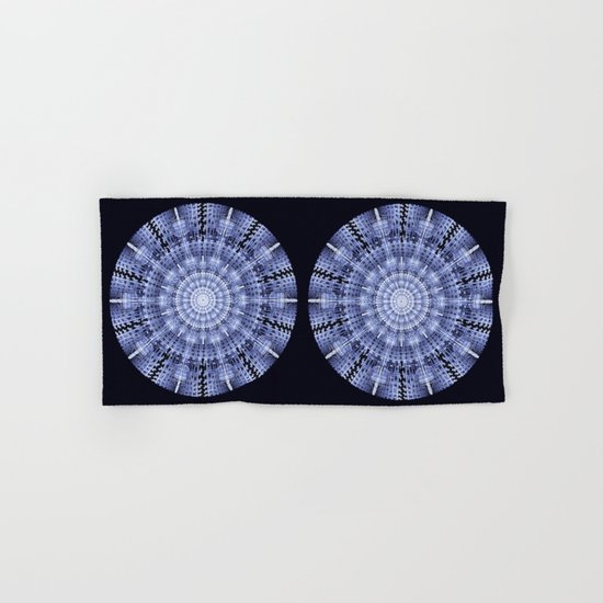 Grunge blue snowflake in a circle Hand & Bath Towel