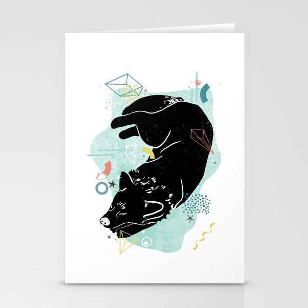Dreaming wolf illustration Stationery Cards