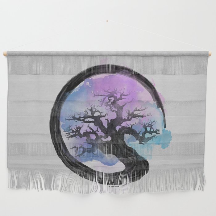 Enso Zen Circle and Bonsai Tree Alcohol Ink Wall Hanging