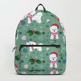 Bichon Frise dog Christmas pattern Backpack | Happynewyear, Christmas, Holiday, Bichon, Winter, Graphicdesign, Pattern, Bichonfrise, Dog, Dogs 