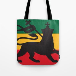 rastafarian flag with the lion of judah (reggae background) Tote Bag