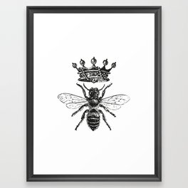 Queen Bee No. 1 | Vintage Bee with Crown | Black and White | Framed Art Print