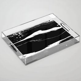 Abstract white and black lines Acrylic Tray