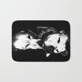 Sweet Dreams - Black And White Dog Art Bath Mat