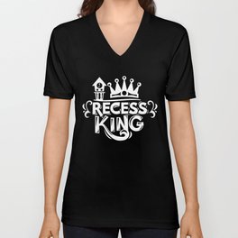 Recess King Funny Cute Kids Slogan V Neck T Shirt