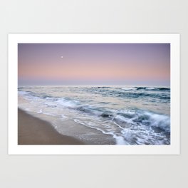 Moonrise. Mediterranean sea. At sunset. Marbella. Spain Art Print