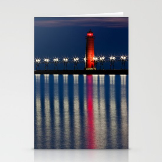 Grand Haven Pier Lighthouse and Reflections Stationery Cards