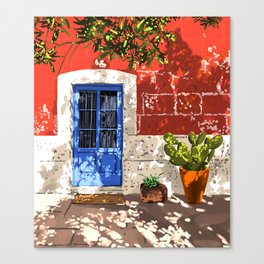 Intentful Living | Summer Architecture Travel Positivity | Optimism Good Vibes Bohemian House Door Canvas Print