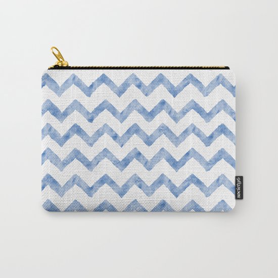 Chevron Light Blue And White Carry-All Pouch