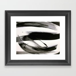 Brushstroke 9: a bold, minimal, black and white abstract piece Framed Art Print