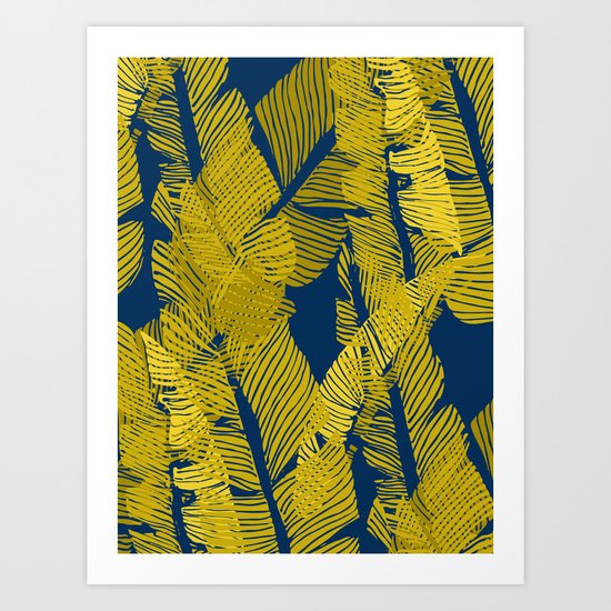 Carved Yellow&Blue Jungle #society6 #decor #buyart Art Print