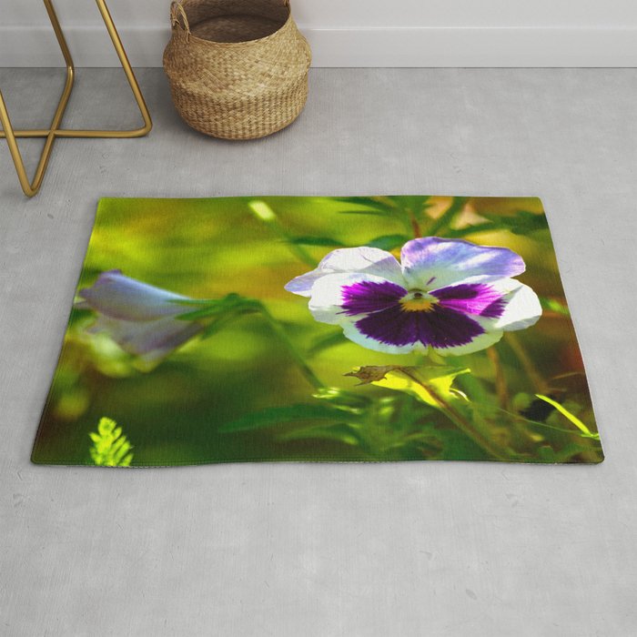 Beautiful Pansy Natural Green Background #decor #society6 #buyart Rug