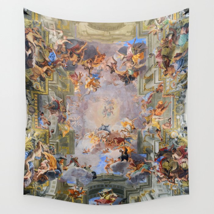 The Triumph Of St Ignatius Ceiling Painting Fresco Renaissance  Wall Tapestry