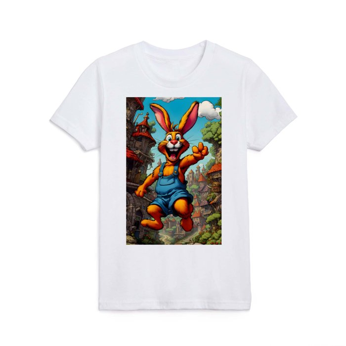 Happy Rabbit cartoon picture Kids T Shirt