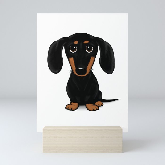 Black and Tan Dachshund | Cute Cartoon Wiener Dog Mini Art Print by Jenn  Kay | Society6